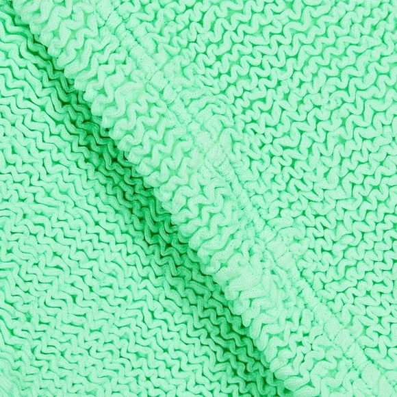 Hunza G Bikini Set Lime Green Neon Bright Crinkle Stretch Swimsuit - Picture 6 of 9